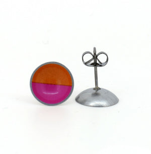 Colour Theory - pink and orange - domed stud earrings