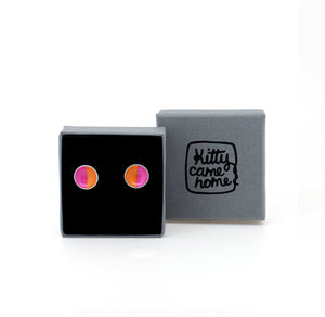 Colour Theory - pink and orange - domed stud earrings