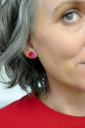 Colour Theory - red and pink - domed stud earrings
