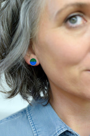 Colour Theory - blue and green - domed stud earrings