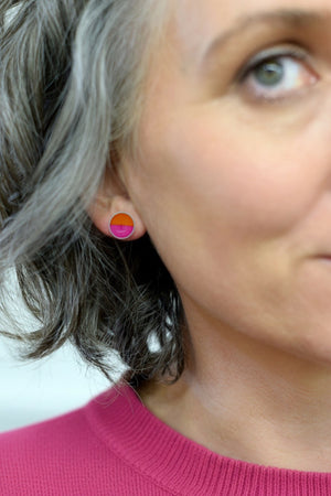 Colour Theory - pink and orange - domed stud earrings