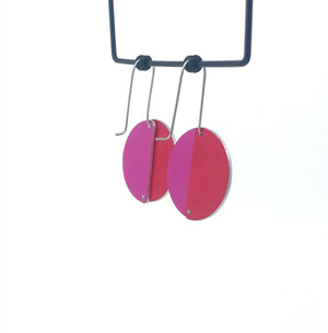 Colour Theory - red and pink - riveted full circle earrings
