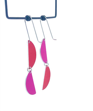 Colour Theory - half circle drops - red and pink - shepherds hook earrings