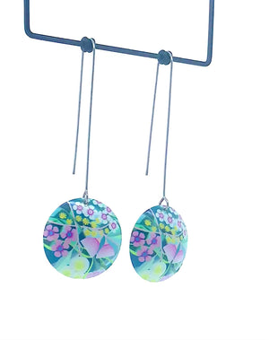 Claire Ishino - Australian Garden - domed medium circle long drop hook earrings