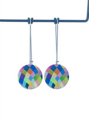 Claire Ishino - Harlequin Lines - 17mm circle drop hook earrings