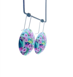 Claire Ishino - Pink Gum - domed 36mm circle shepherds hook earrings