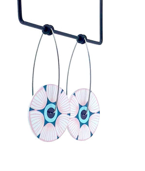 Claire Ishino - Floral Medley - 25mm circle drop hook earrings