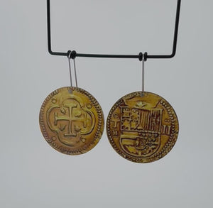 Dubloons - large circle shepherds hook earrings