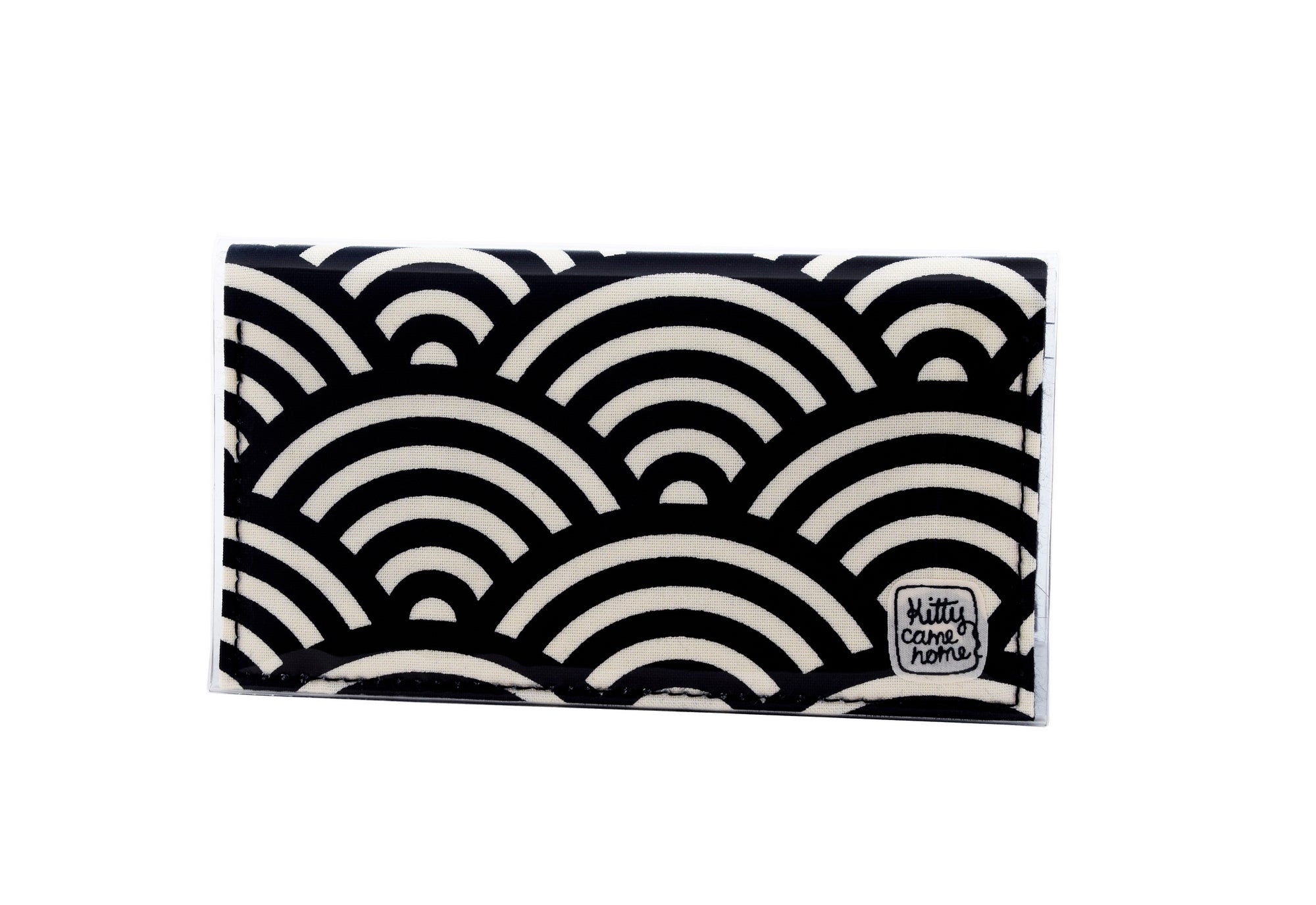 Bi-fold Mini - black and cream large scallop design