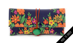 Button Clutch - Colourful floral bouquets - vintage fabric