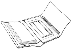 This image is a sketch of the Kitty Came Home A5 journal showing the inside. The features are as described in the main description. 