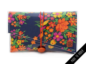 Super Clutch - Colourful floral bouquets vintage fabric