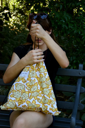 Backpack tote - Mustard floral