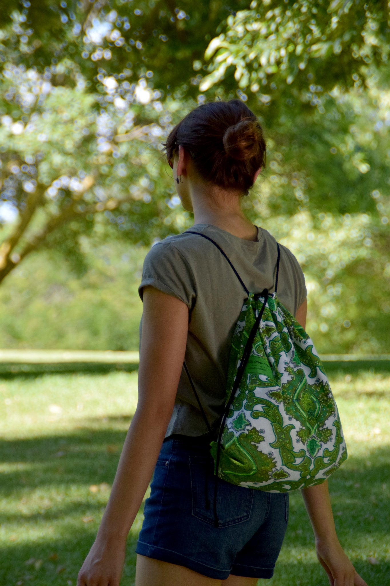 Backpack tote - Vintage giant green paisley