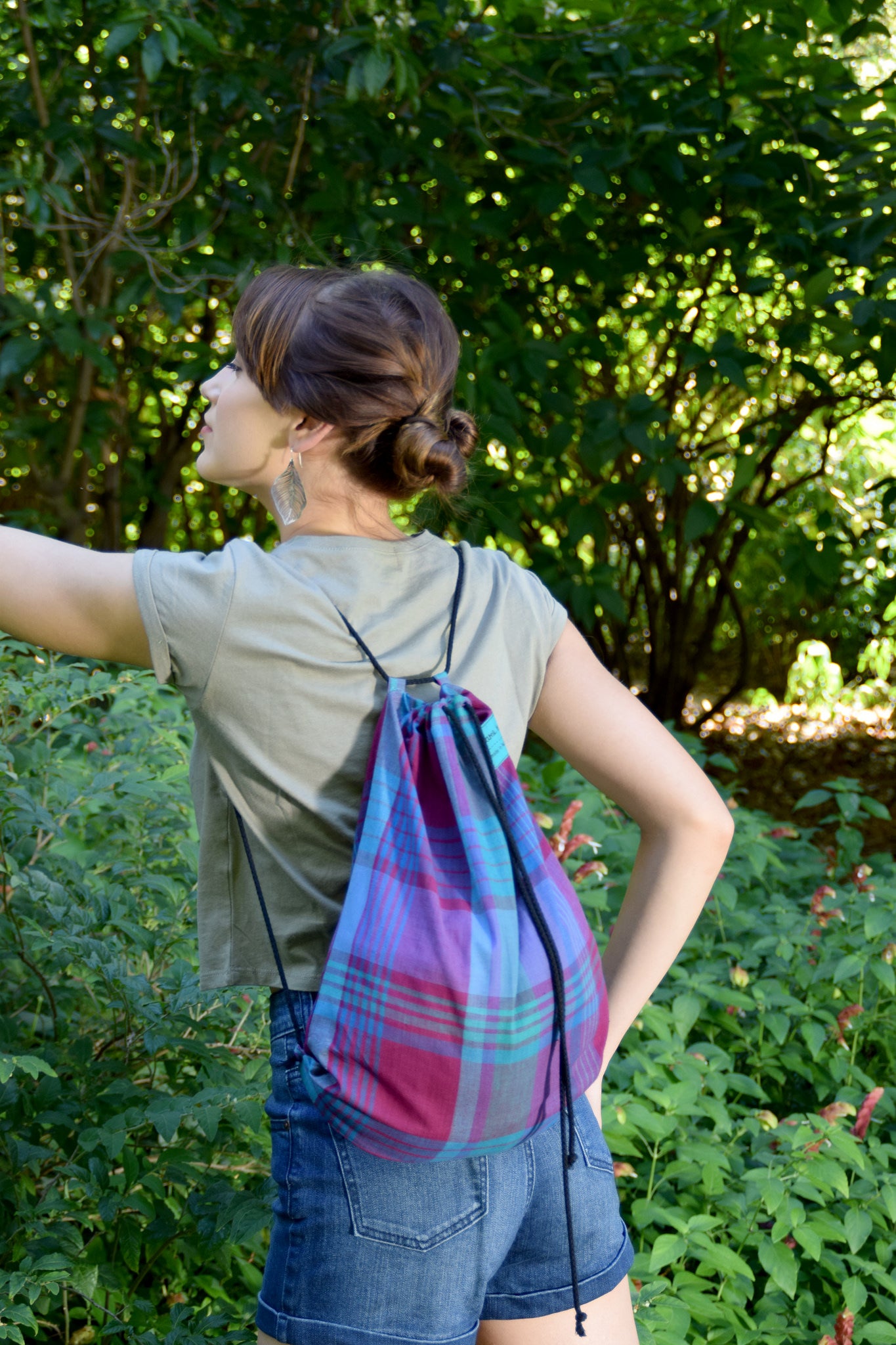 Backpack tote - Vintage purple plaid