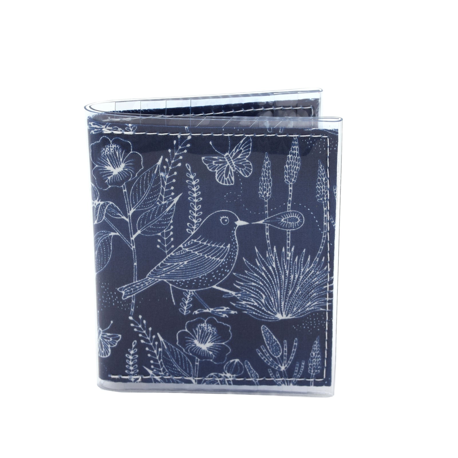 Warrior Wallet - Sashiko birds on blue