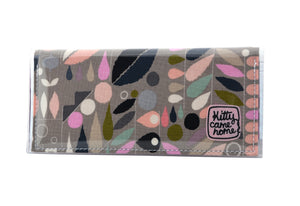 Bi-fold Clutch - Smokey pink geometric leaf fabric