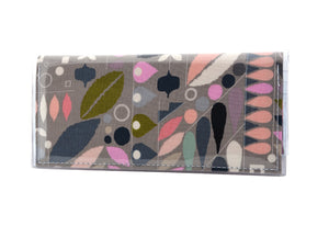 Bi-fold Clutch - Smokey pink geometric leaf fabric