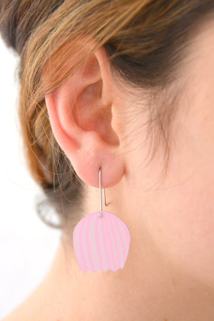 Mabel's Garden - Pink bell flower - Birds Nests For Hair - shepherds hook earrings