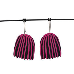 Mabel's Garden - Pink and black bell flower - Birds Nests For Hair - shepherds hook earrings