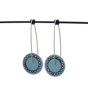 Facets - Vintage button sketch - small circle drop hook earrings