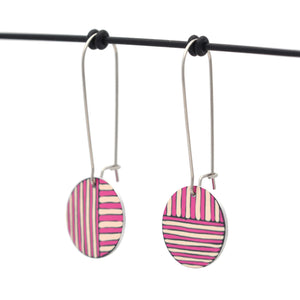 Cross sections - Vintage button sketch - circle drop hook earrings
