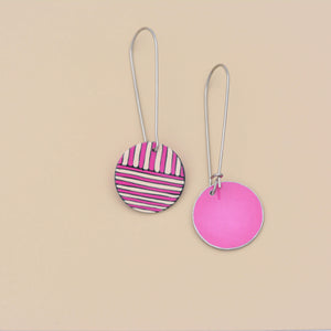Cross sections - Vintage button sketch - circle drop hook earrings