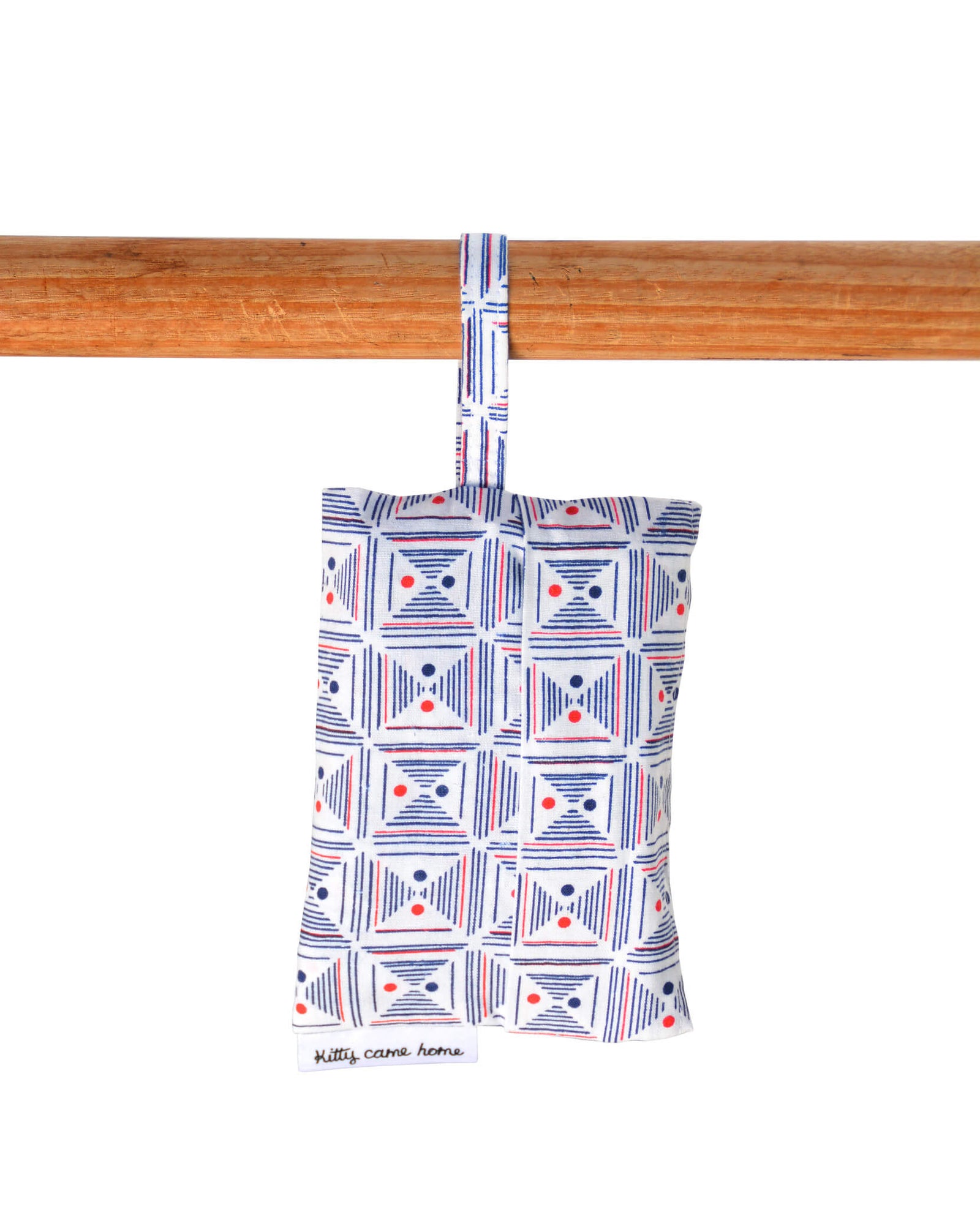 Shopping Bag - Red and blue geometric vintage fabric