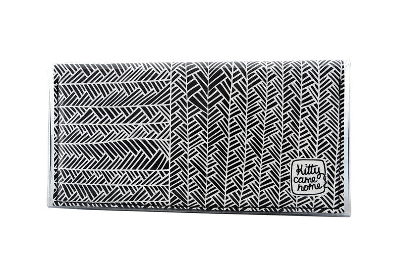 Bi-fold Plus Clutch - Herringbone black and white