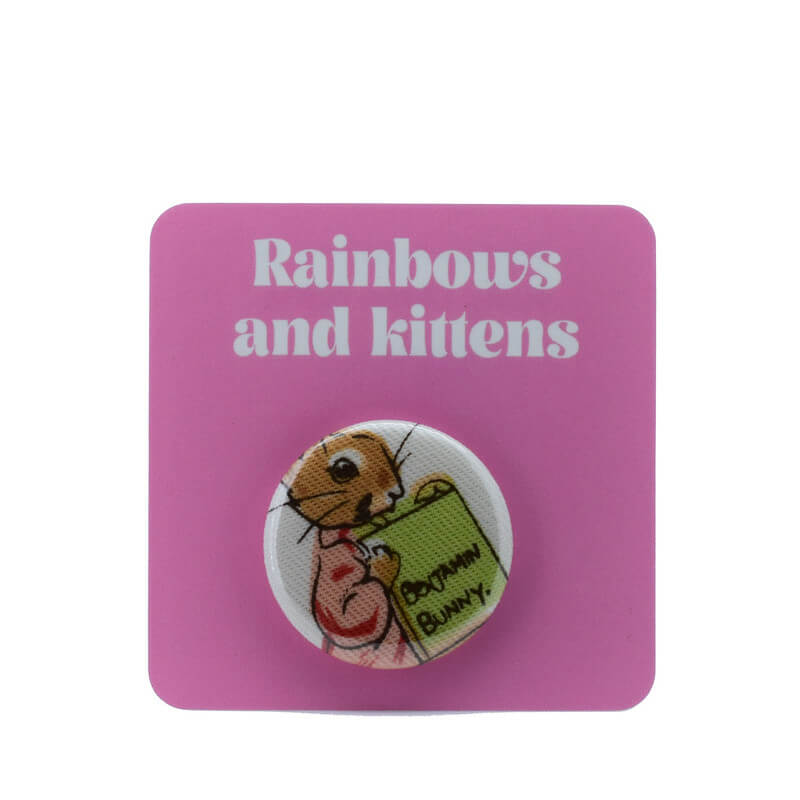 Button Badge - Benjamin Bunny Beatrix Potter vintage fabric