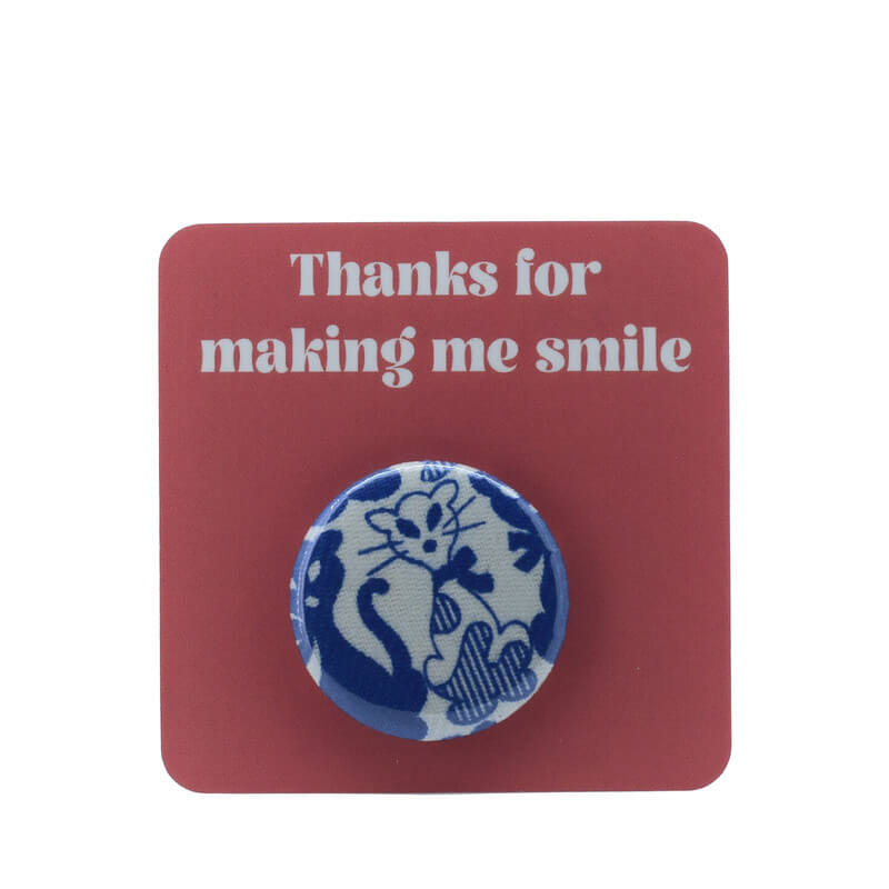 Button Badge - Vintage blue cats