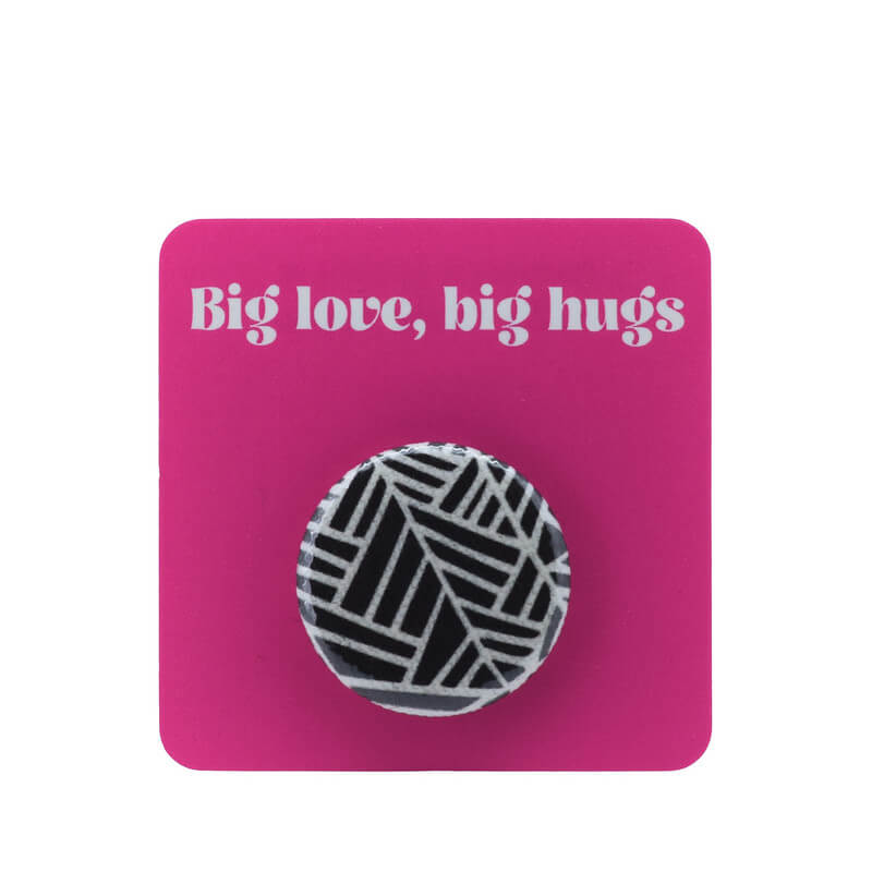 Button Badge - Herringbone black and white