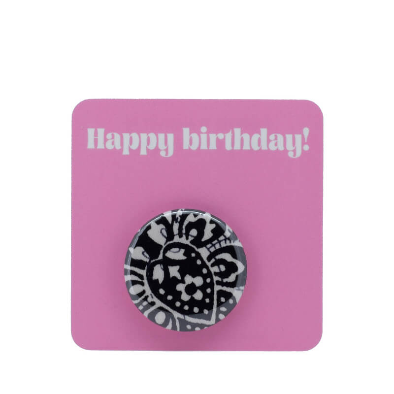 Button Badge - monochrome paisley