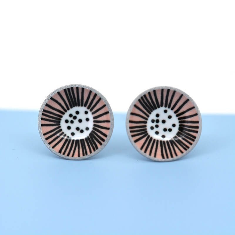 Mabel's Garden - Blush flower - Birds Nests For Hair - domed circle stud earrings