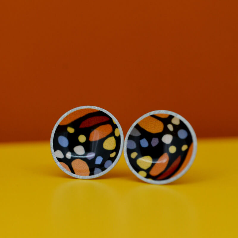 Aladdin's treasure - monarch butterfly - domed stud earrings