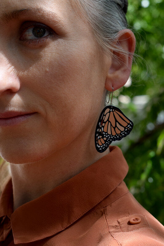 Nectar monarch butterfly shepherds hook earrings