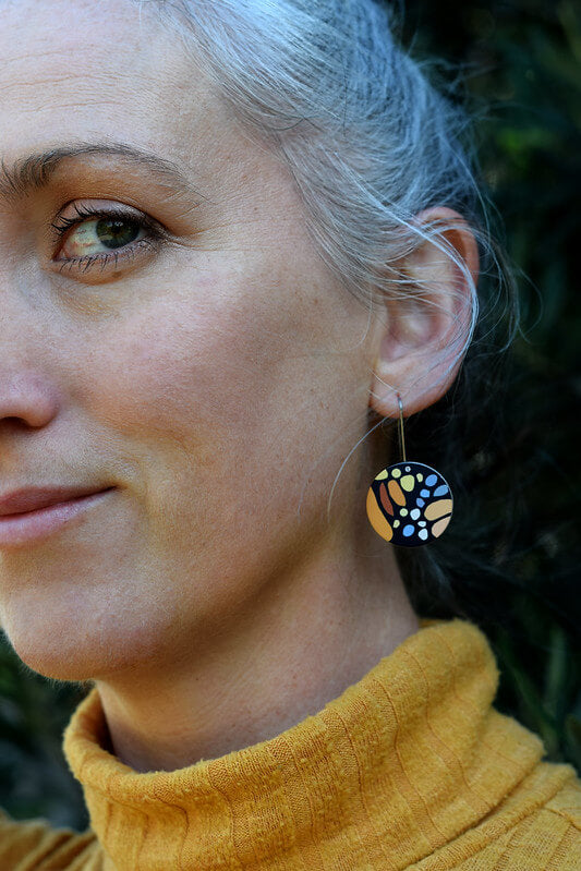 Aladdin's treasure - monarch butterfly circle shepherds hook earrings