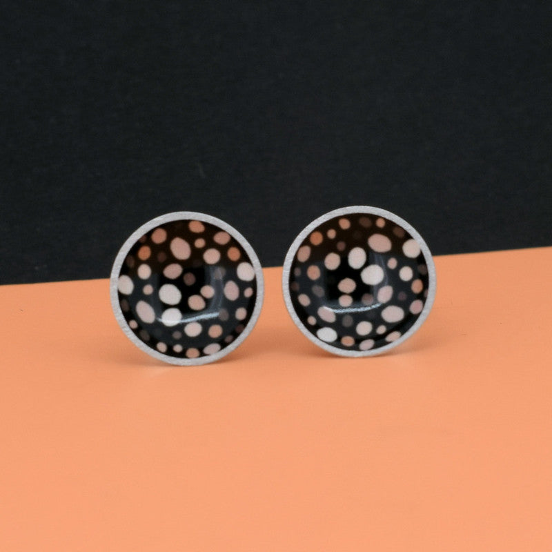 The starry sky - monarch butterfly - domed stud earrings