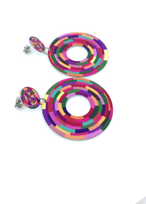 Rosey Posy - earrings - large circle drop studs
