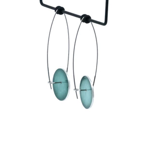 Woven knot - Vintage button sketch - circle drop hook earrings