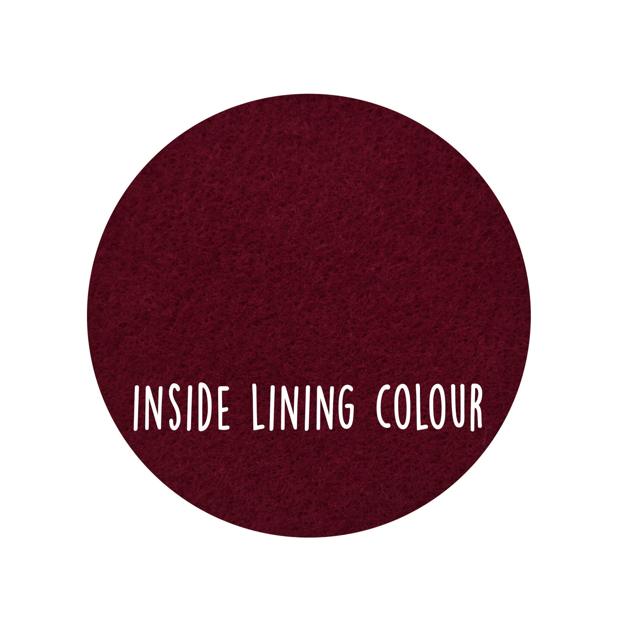 This image shows the burgundy colour of the lining of the product.