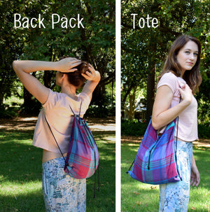 Backpack tote - Vintage purple plaid