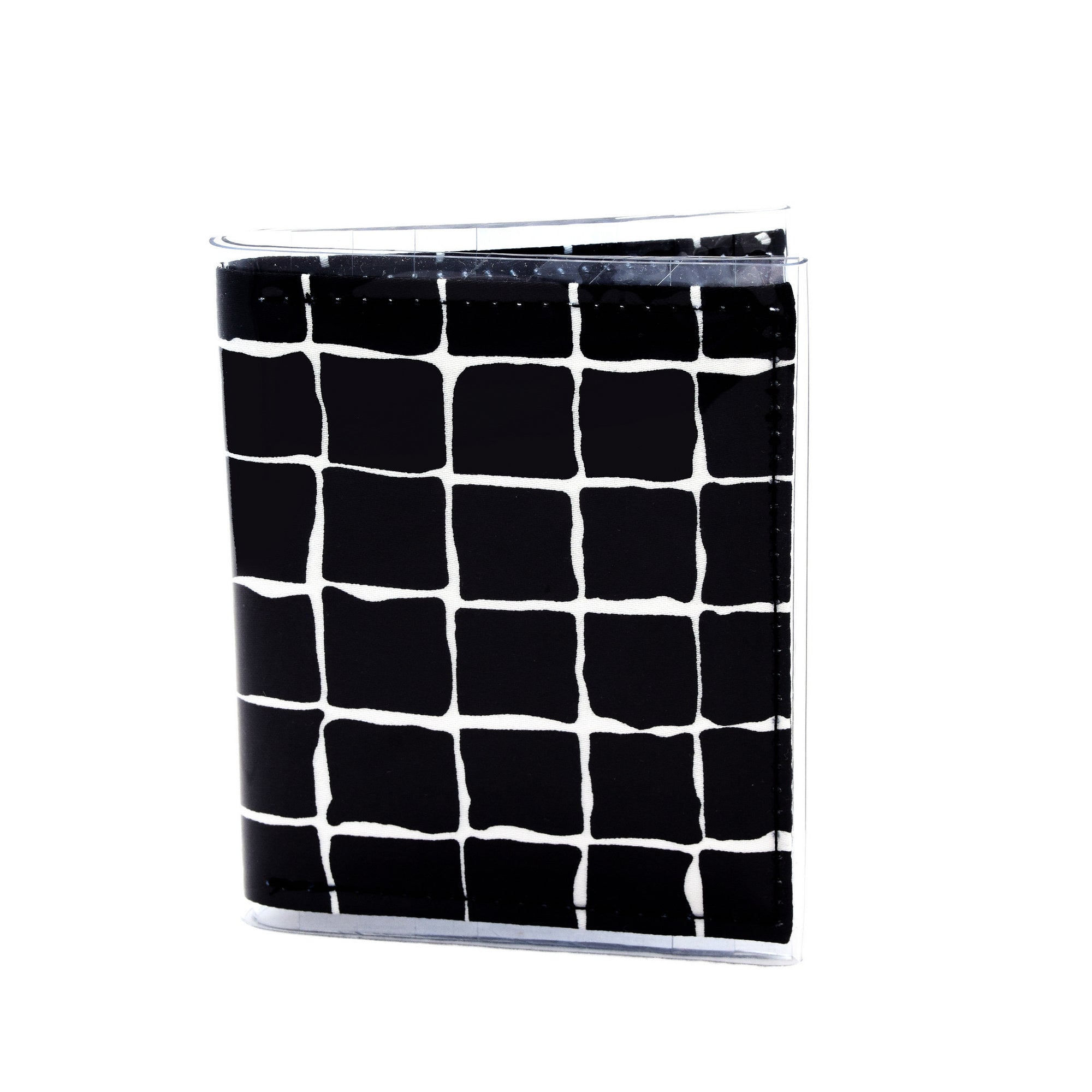 Warrior Wallet - Black and white grid cotton sateen fabric