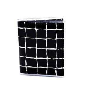 Warrior Wallet - Black and white grid cotton sateen fabric
