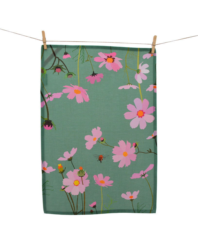 Tea Towel - Cosmos - Sage green